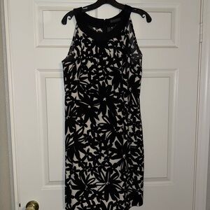 Calvin Klein Black and White Floral Midi Dress